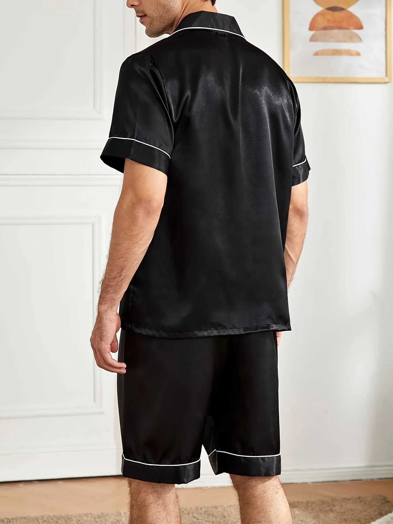 Men's Solid Color Short Sleeve Pajama Set