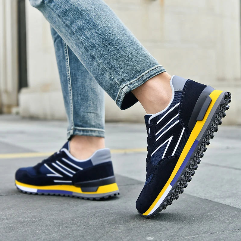 Men's Casual Lace-Up Sneakers with Air Mesh Upper