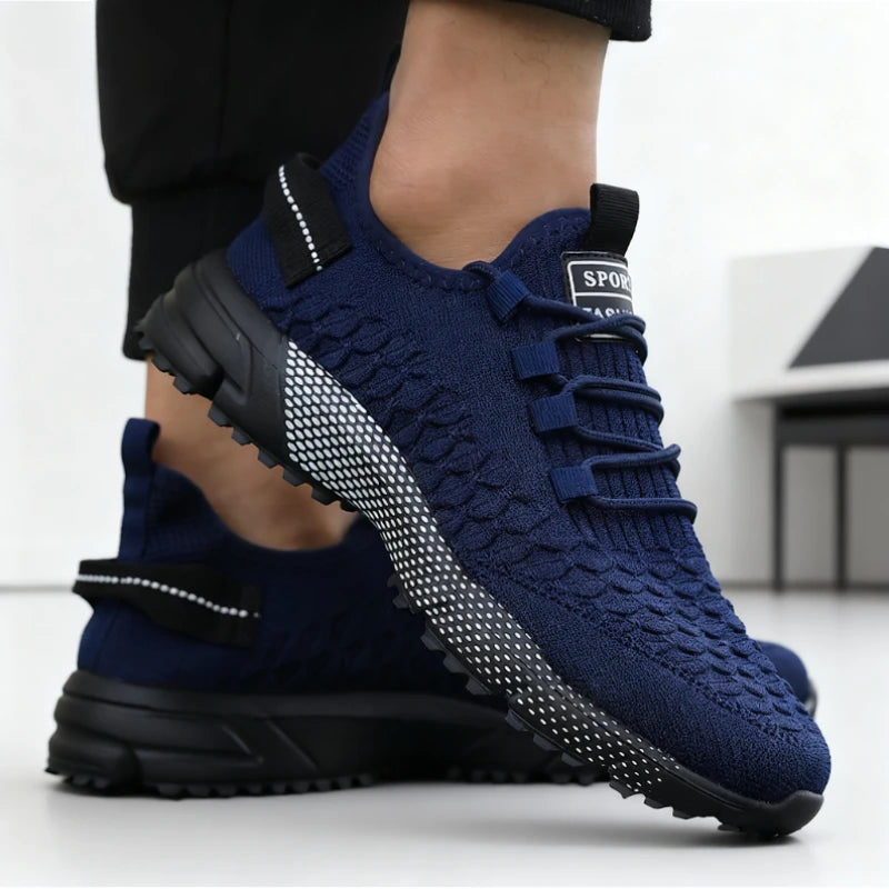 Men's Yellow Knit Sport Sneakers Lightweight Mesh Casual Shoes