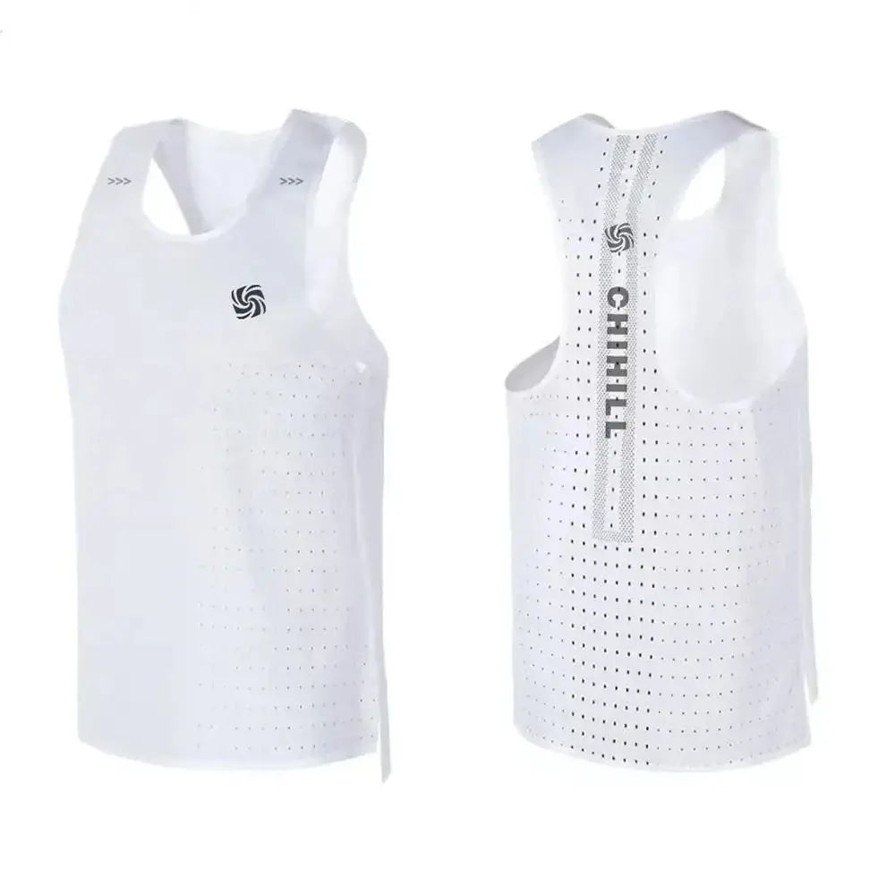 Mens Vest Sports Fitness Mesh Breathable Quick Dry Lightweight Sleeveless Running Vest Trendy Gym Training Tank Top 2024 Summer