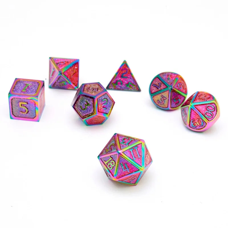 DND Metal Dice Set for Dungeons & Dragons, 5e, RPG Board Game, Tabletop Role Playing,7 Pcs