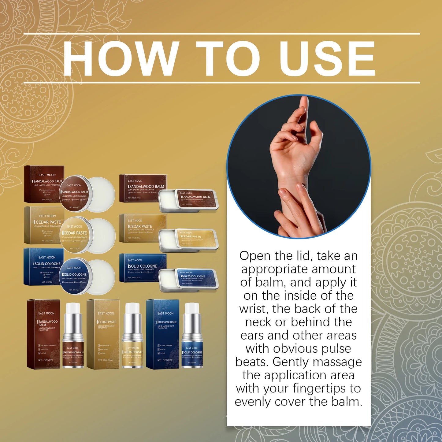 Men Sandalwood Balm Portable Body Fragrance Solid Balm