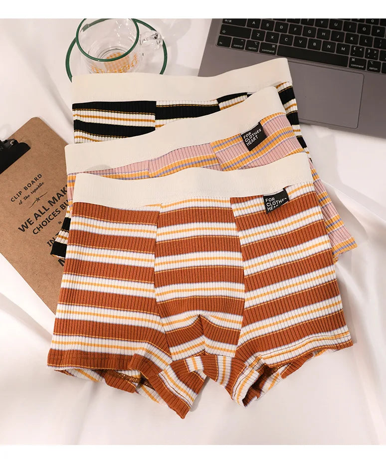 Men's Plus Size Cotton Boxer Briefs with Stripes