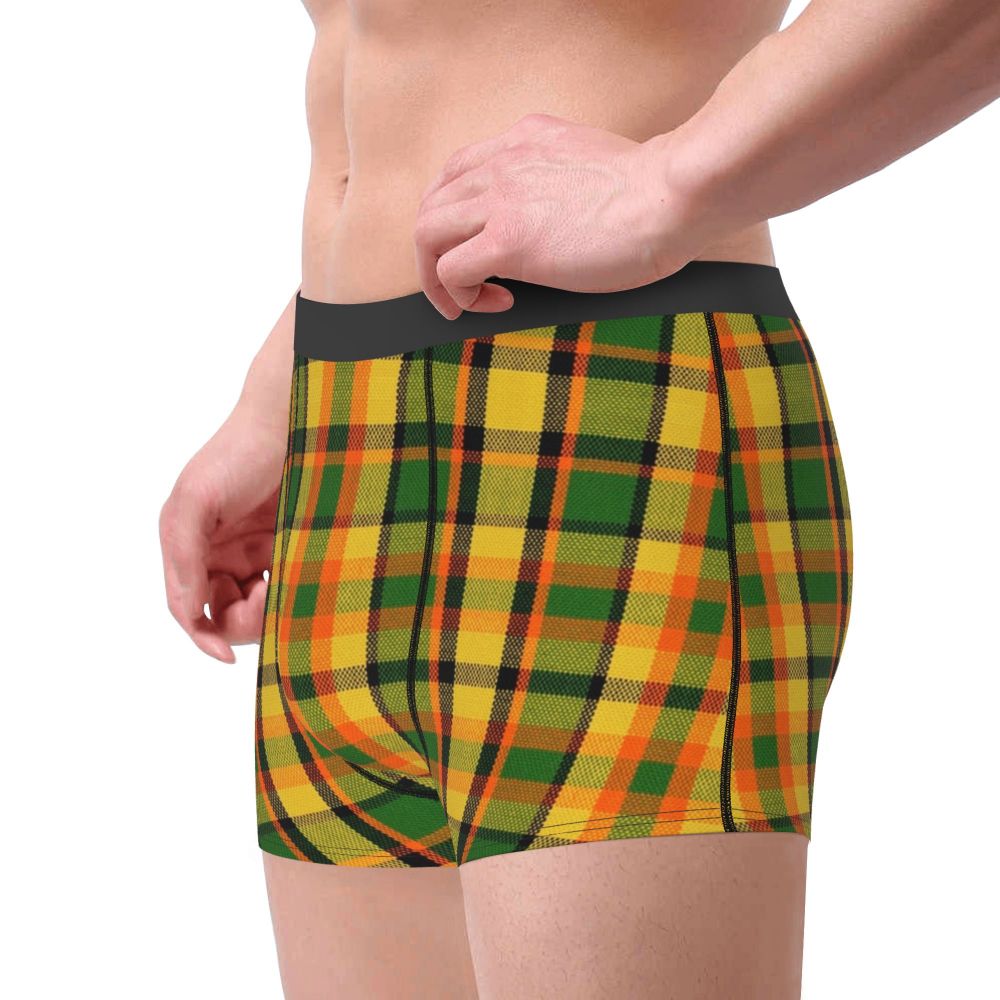 Black Watch Tartan Boxer Shorts for Men in Lycra and Polyester