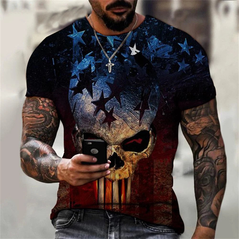 3D Printed Skull T-Shirt for Men Casual Summer Wear