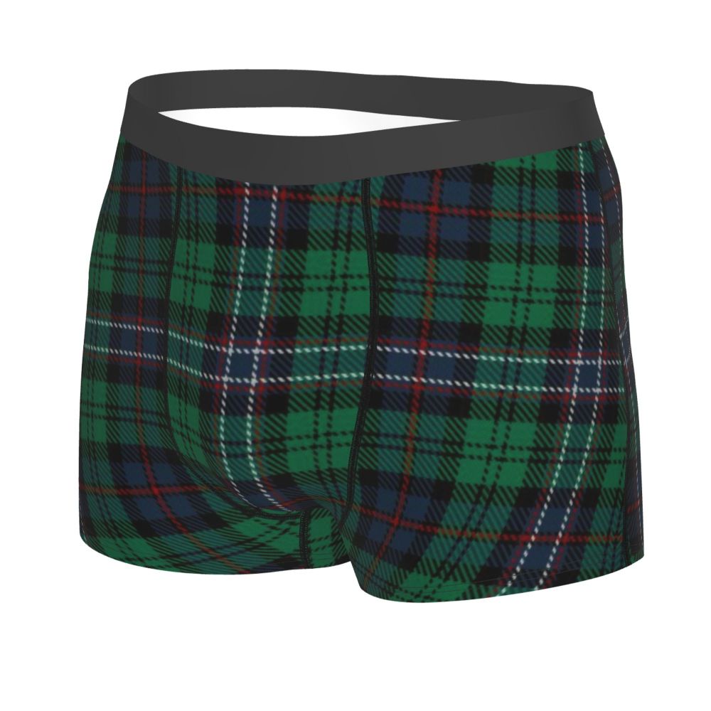 Black Watch Tartan Boxer Shorts for Men in Lycra and Polyester