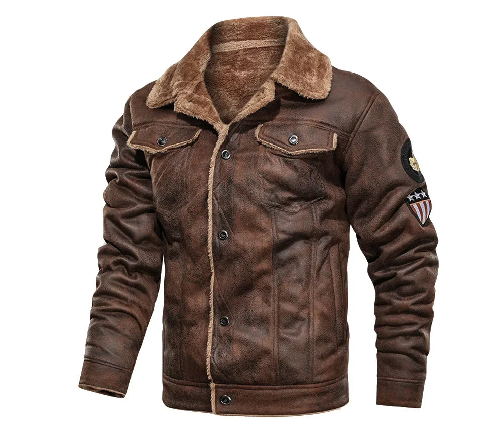 Men Bomber Jacket Motorcycle Casual Thick Fleece Army Tactical Coat 4XL