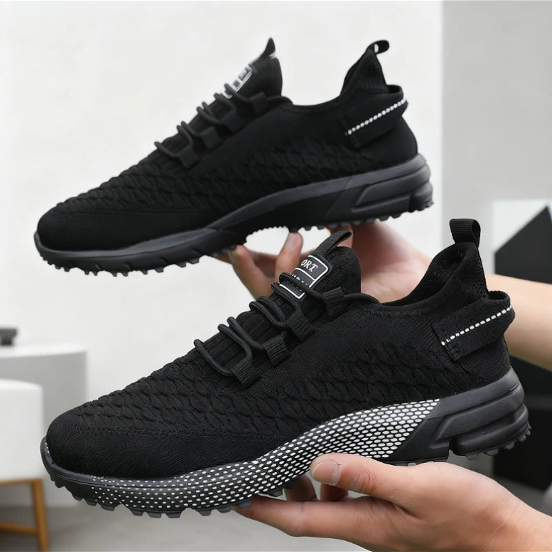 Men's Yellow Knit Sport Sneakers Lightweight Mesh Casual Shoes