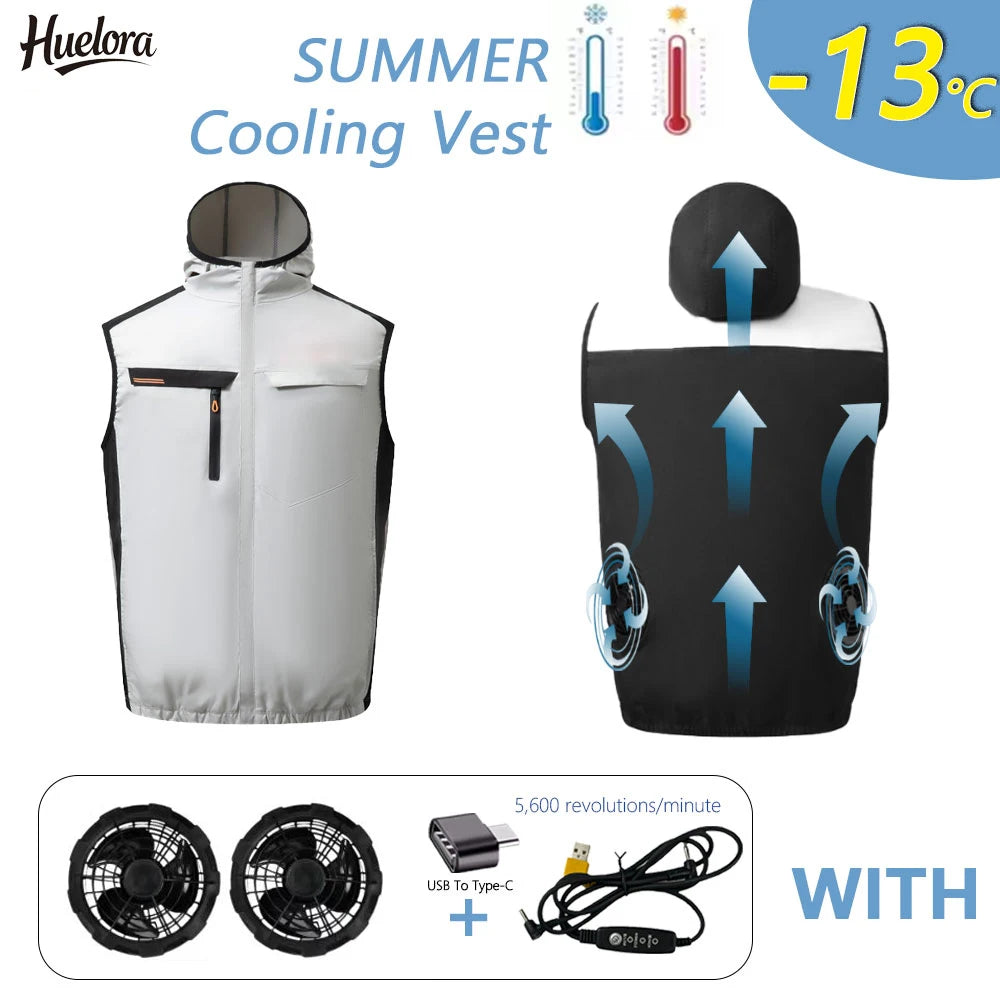 Huelora Summer Cooling Hooded Vest for Men and Women