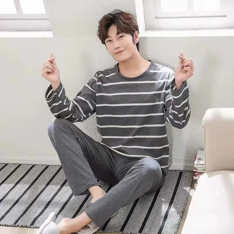 Men's Striped Long-Sleeved Pyjama Set W415