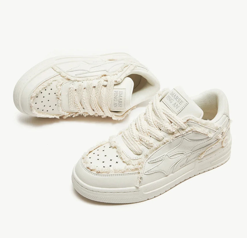 Men's White Leather Casual Sneakers for Tennis