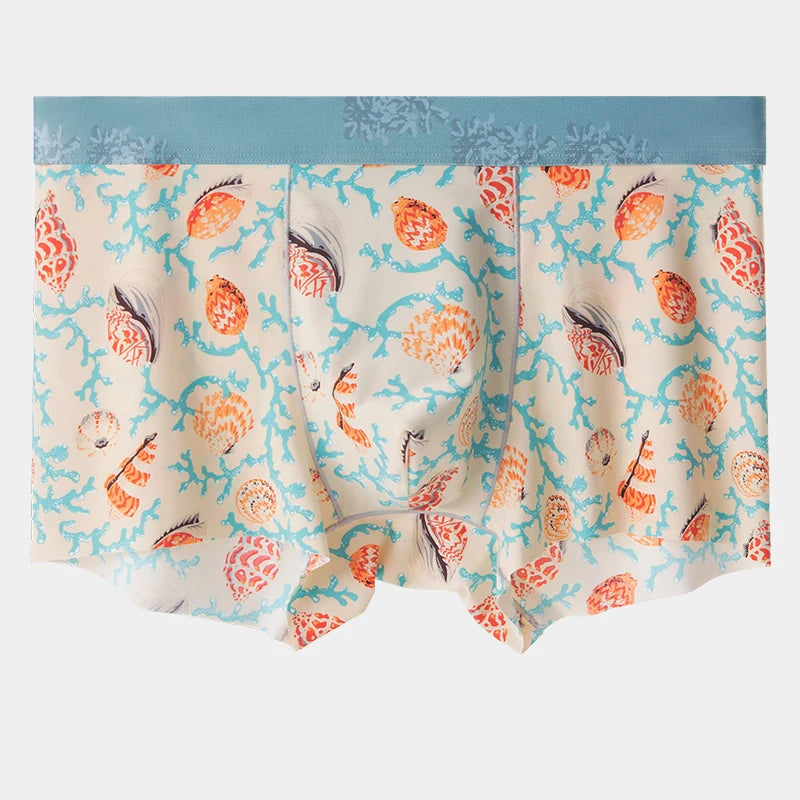 Men's Printed Boxer Shorts in Ice Silk