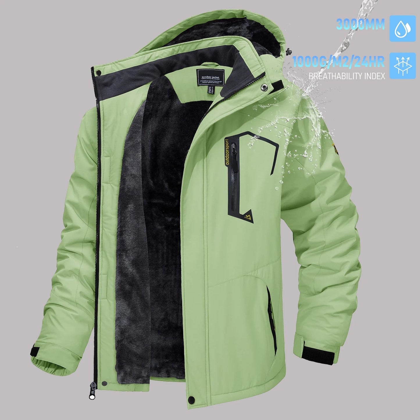 TACVASEN Men's Winter Ski Jackets Waterproof Fleece Coats Insulated Thermal Snowboard Jacket Parka Raincoat with Hood Man Parka