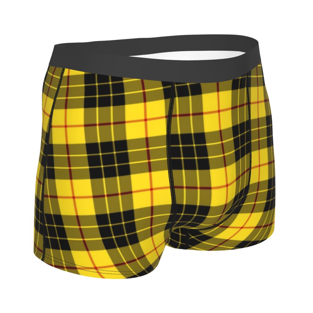 Black Watch Tartan Boxer Shorts for Men in Lycra and Polyester
