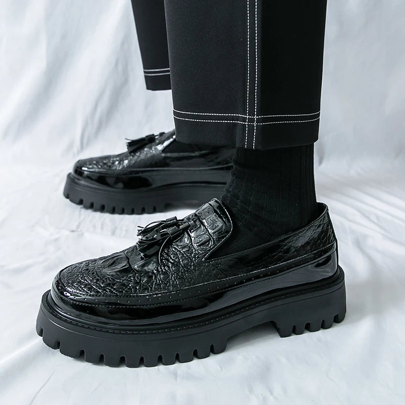 Mens Patent Leather Loafers Shoes for Business Casual