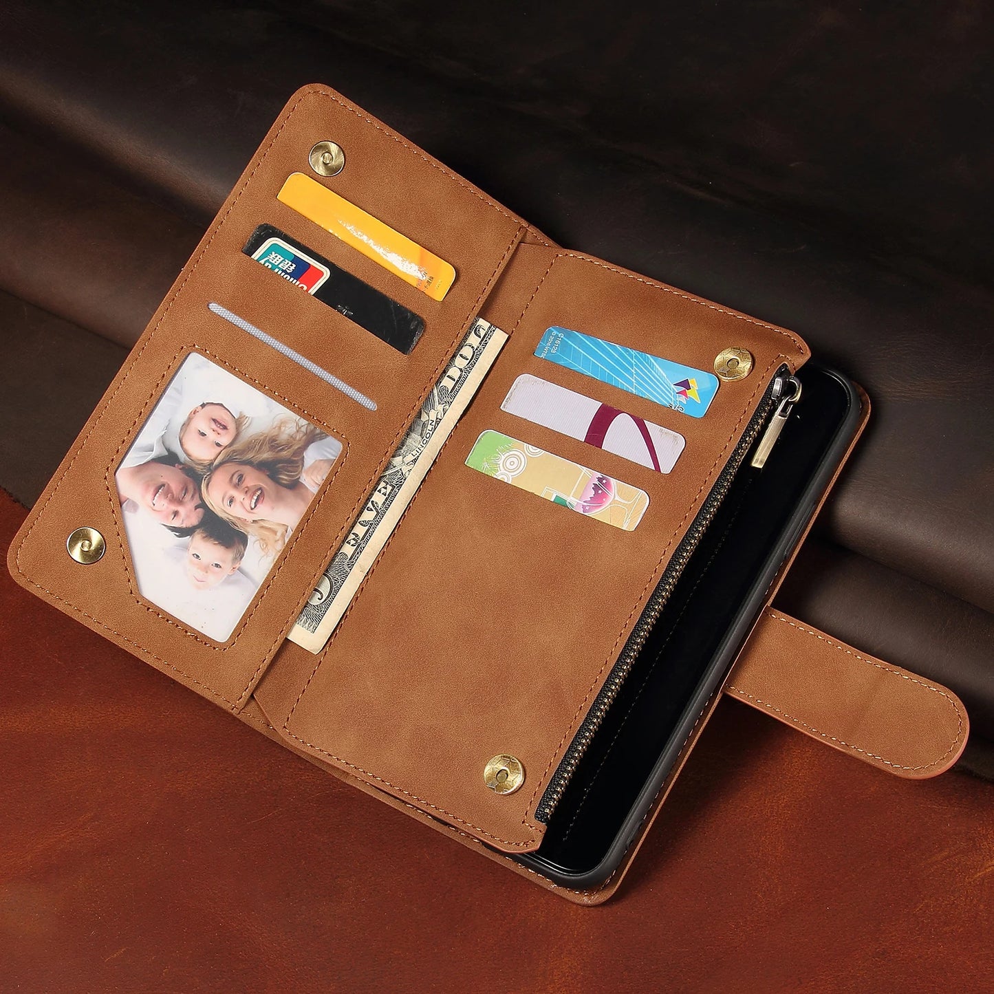 Premium Leather Wallet Case For iPhone 16 15 14 13 12 11 17 Pro Max Plus Magnetic Flip Cover