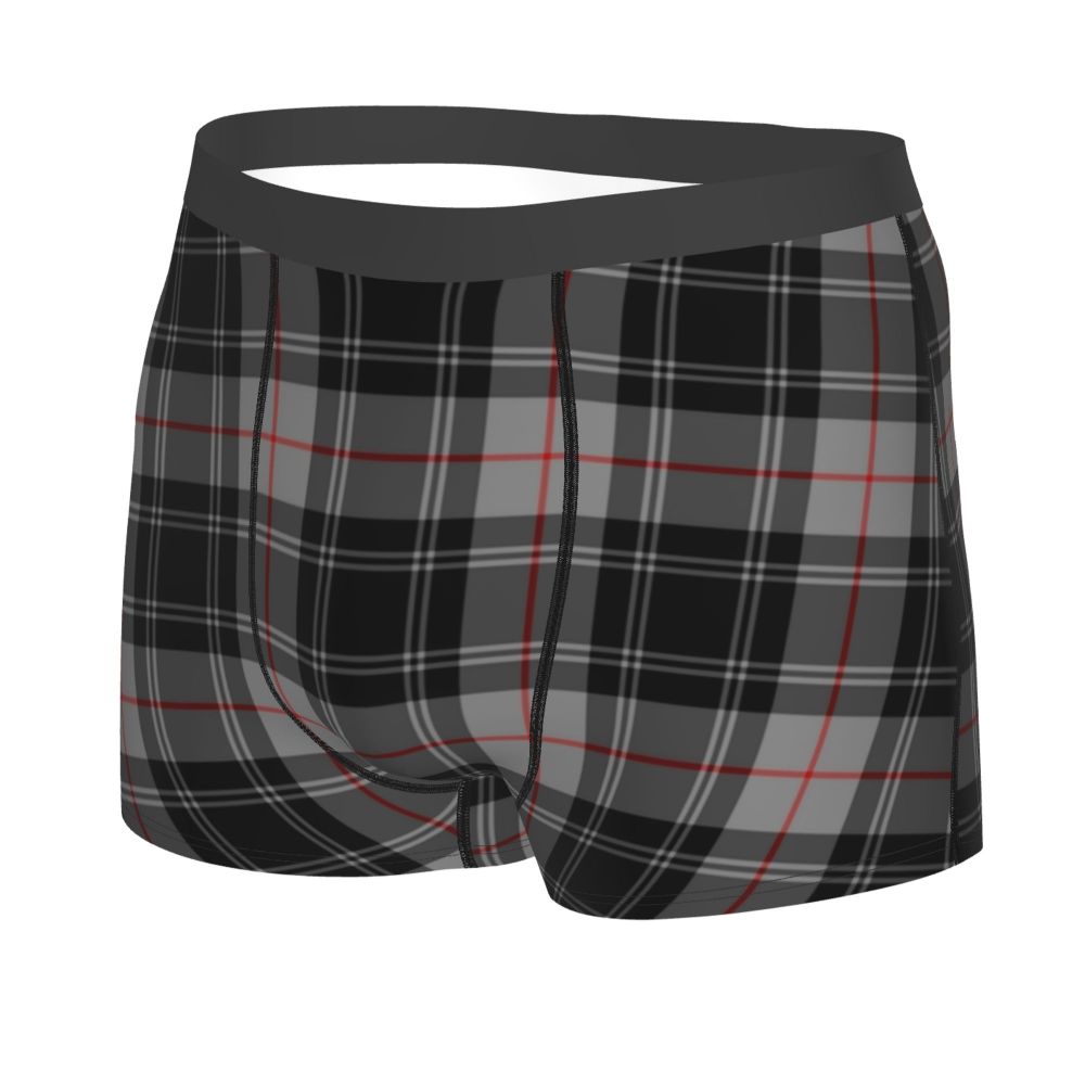 Black Watch Tartan Boxer Shorts for Men in Lycra and Polyester