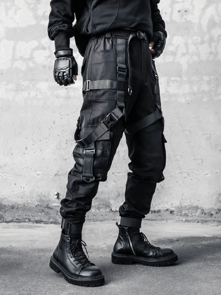 Cyber Punk Cargo Pants Men Polyester Safari Style