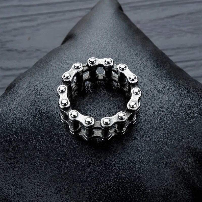 ZHIXUN Vintage Gothic Bicycle Style Chain Rings for Men Creative Chain