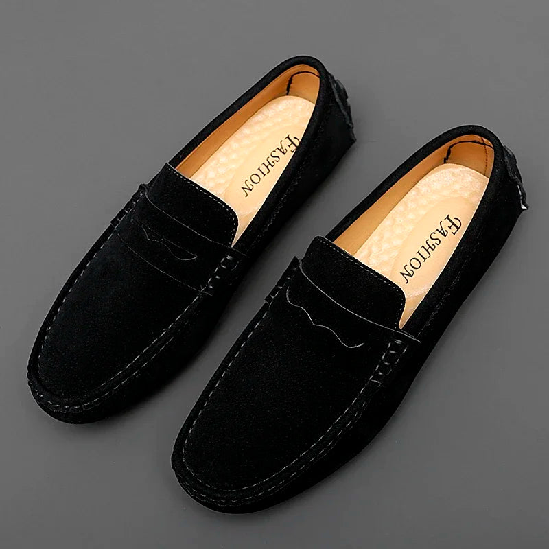 Men's Suede Leather Loafers Comfortable Walking Shoes