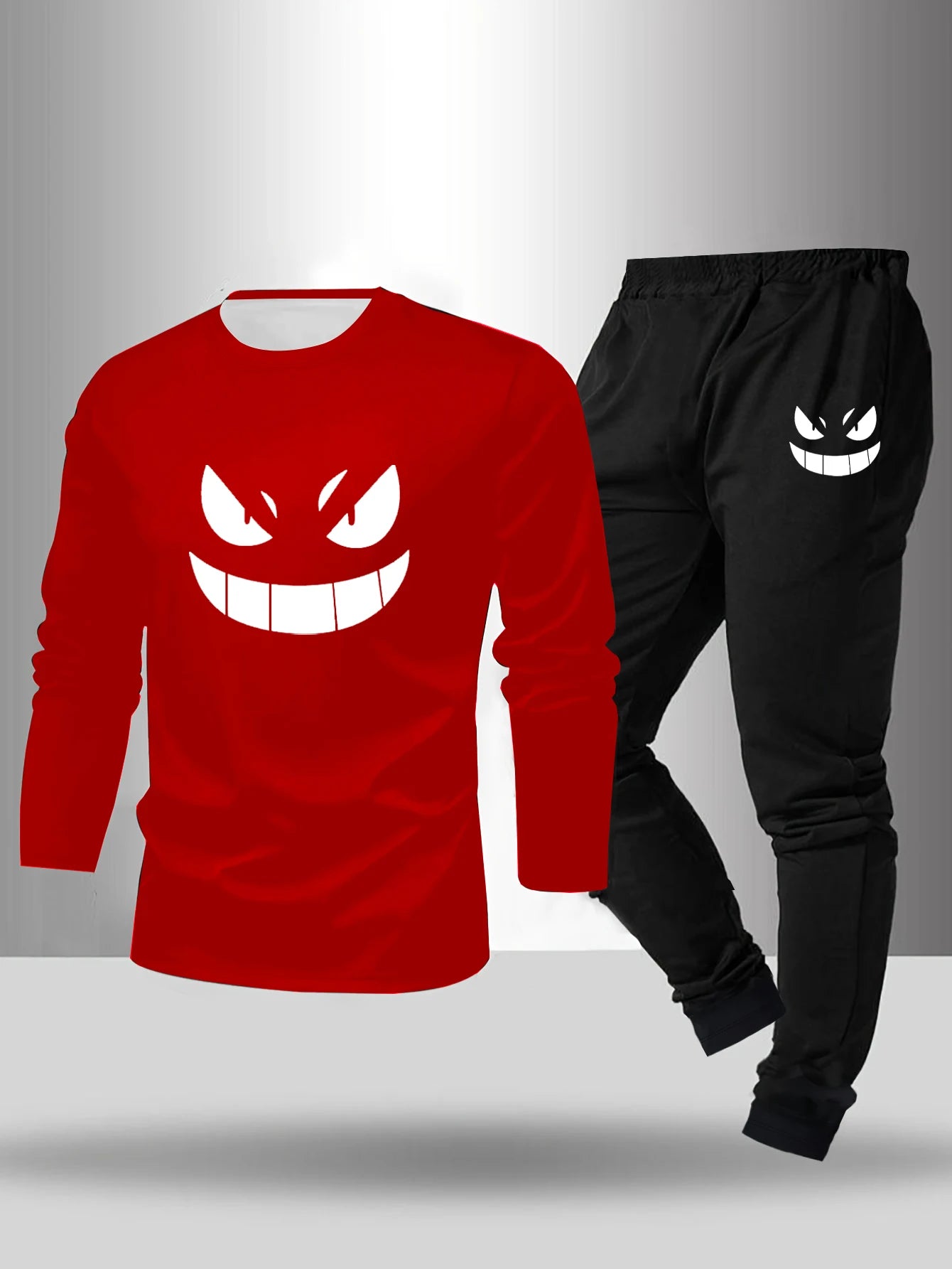 Men's Polyester Pajama Set for All Seasons