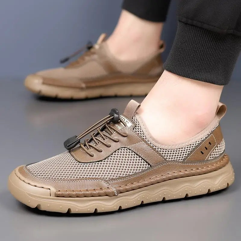 Breathable Mesh Casual Shoes for Men in Black White Brown