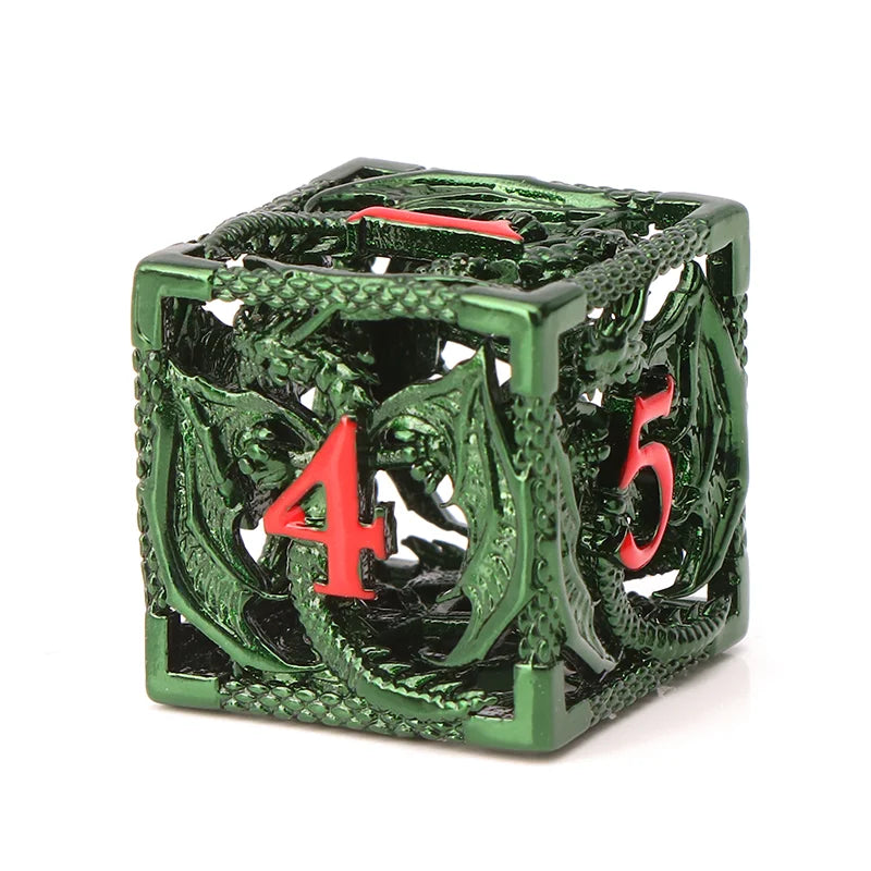 GSF Polyhedral Metal Dragon D&D Dice Set for Dungeons and Dragons Hollow Metal Dice