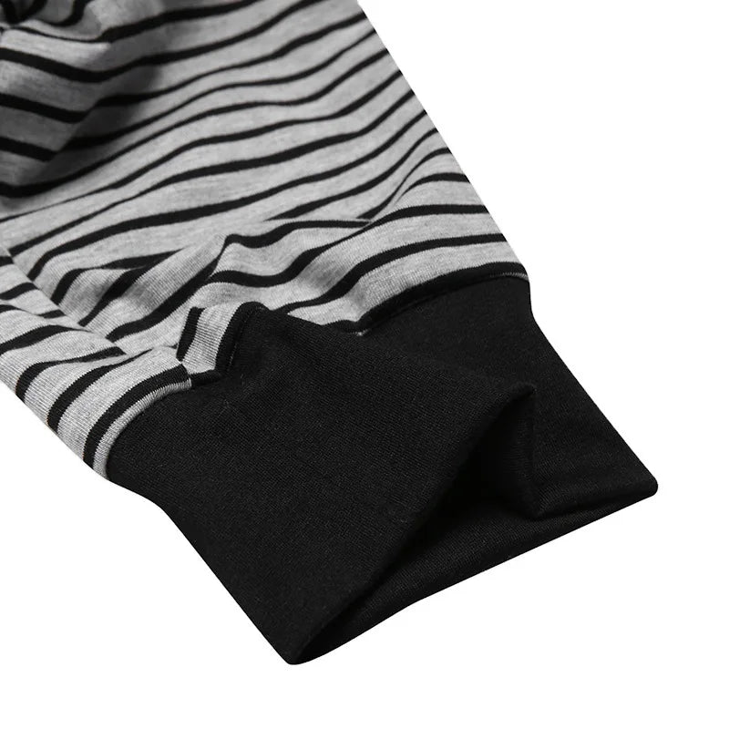 Striped Lounge One-Piece Pajama Sets Sleepsuit Men's Sleep Slim-Fit Long-Sleeve Underwear Autumn-Winter New Homewear