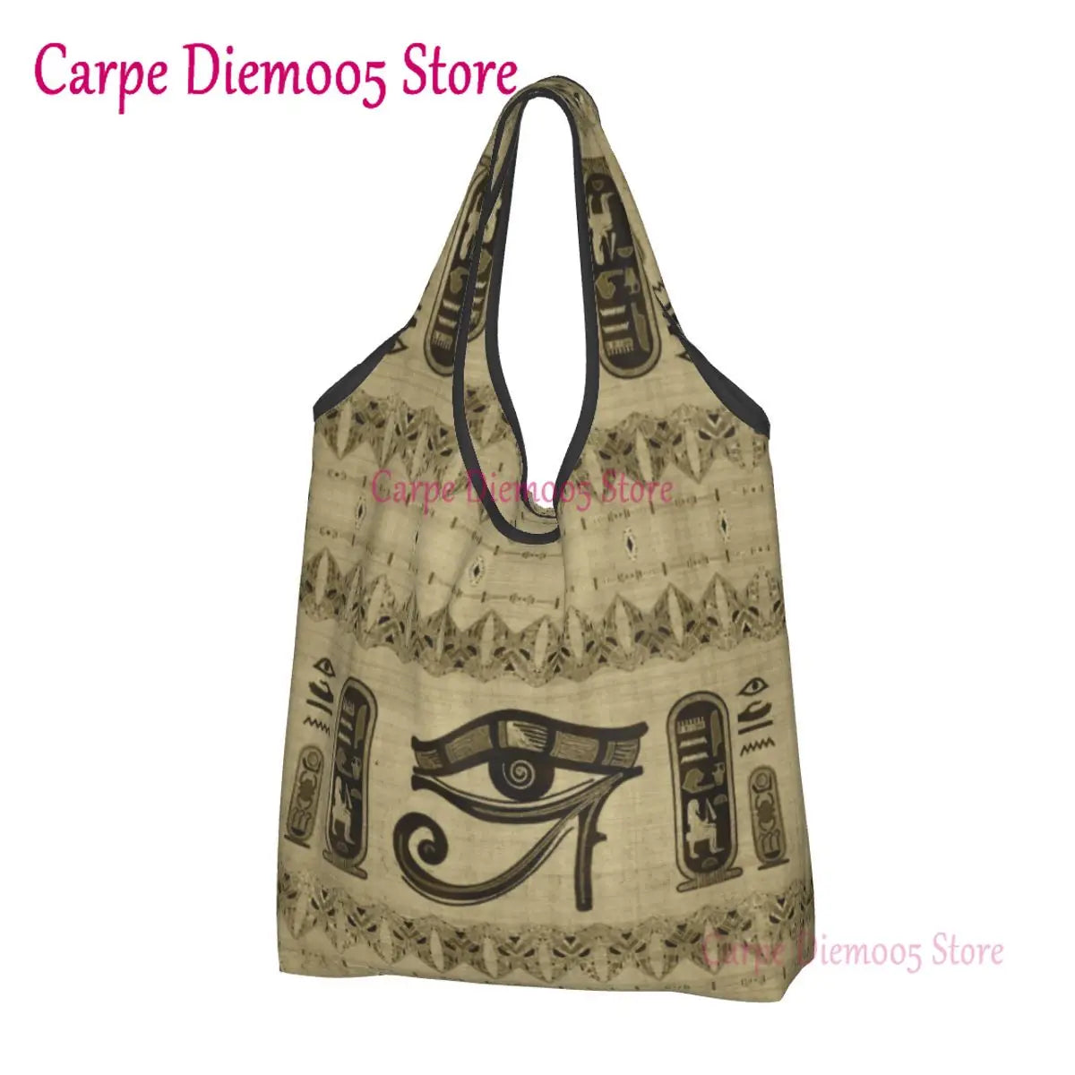 Egyptian Eye Of Horus Grocery Shopping Bags Custom Shopper Tote Shoulder Bag Portable Ancient Egypt Hieroglyphics Handbag