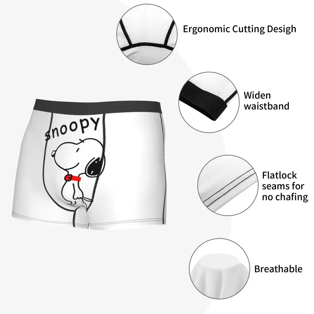 Snoopy Boxer Briefs for Men - Giggle Print Polyester Blend