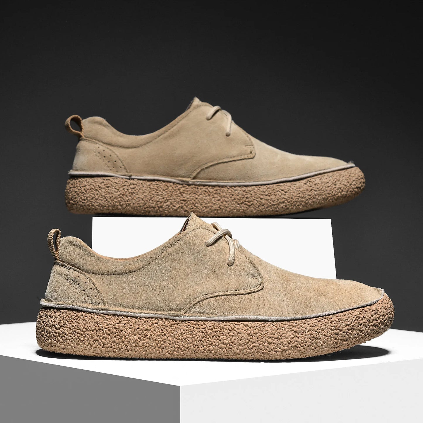 Men's Frosted Leather Casual Lace-Up Shoes