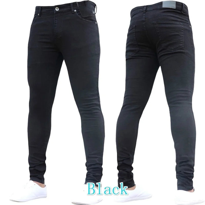 Mens Black Casual Slim Fit Jeans Pants