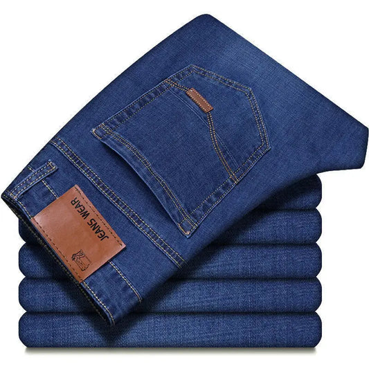 Men's Slim Fit Straight Leg Denim Jeans for All Seasons