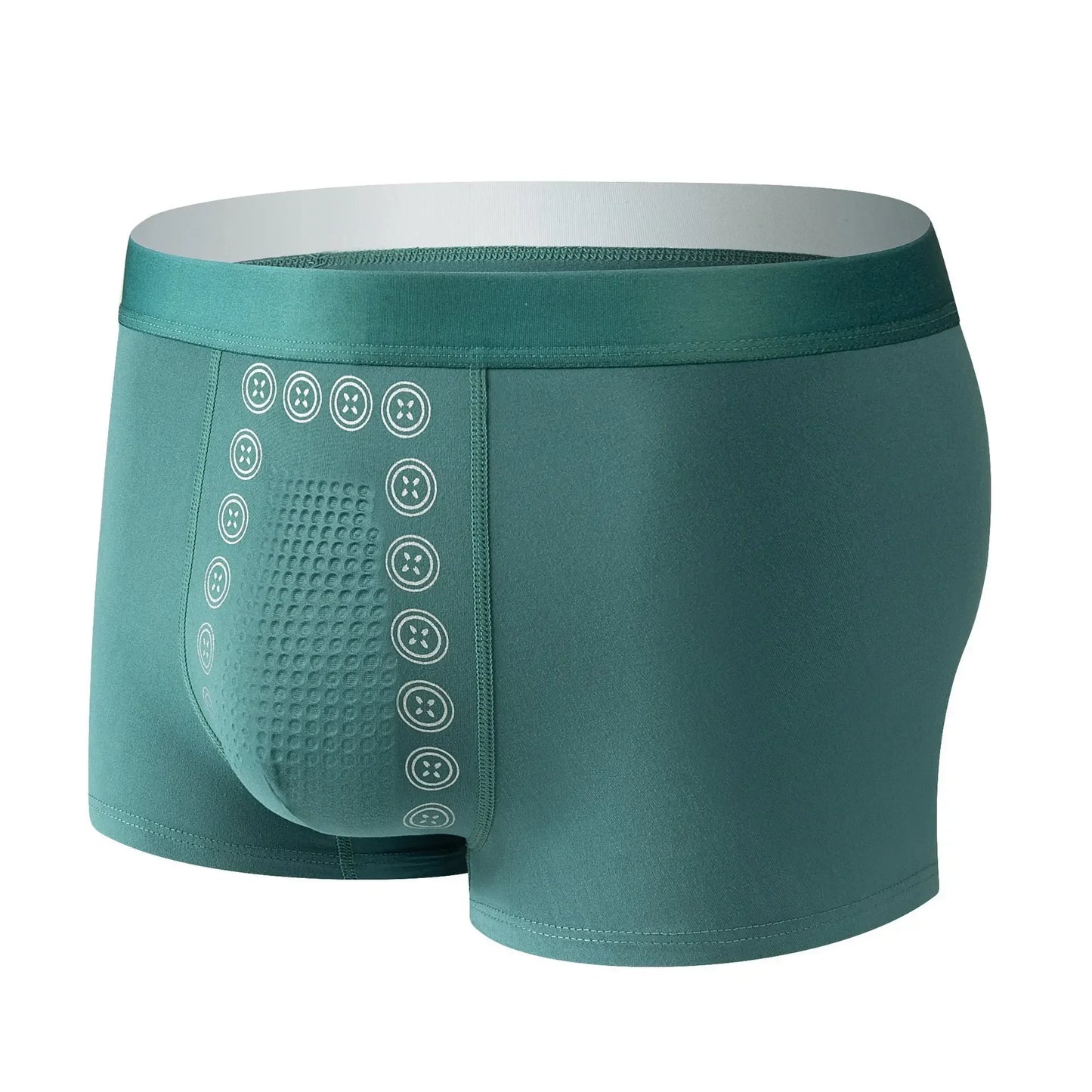 Men’s Black Boxer Shorts with Anion Technology and Massage Design