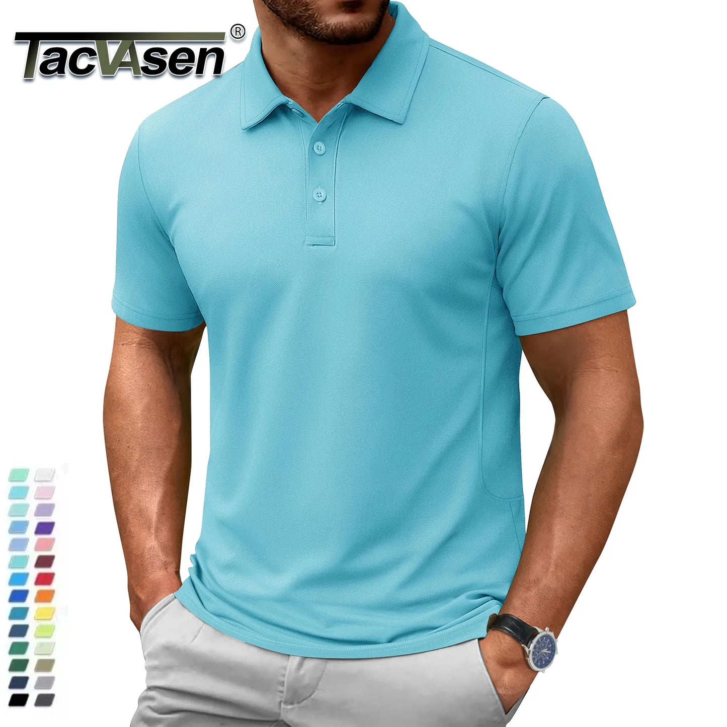 TACVASEN 72% Cotton Summer Golf Polo T-Shirt