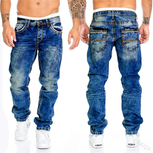 Men's Casual Denim Baggy Jeans in Black and Blue