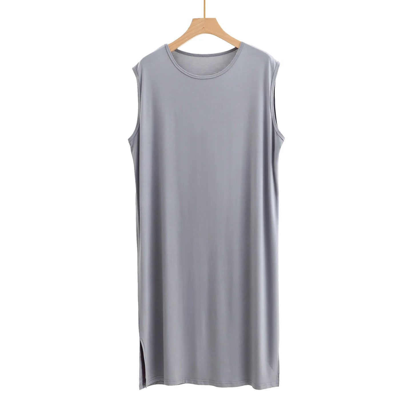 Men's Modal O-Neck Robe in Black, Blue, Gray