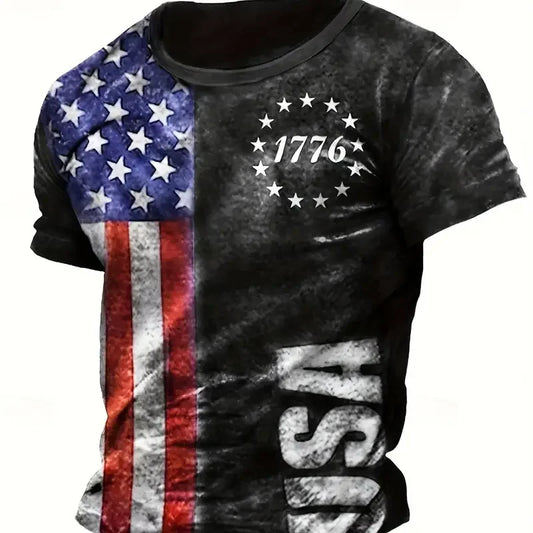 Summer Men T Shirts American Flag 3D Printed Harajuku Round Neck Tee Shirt