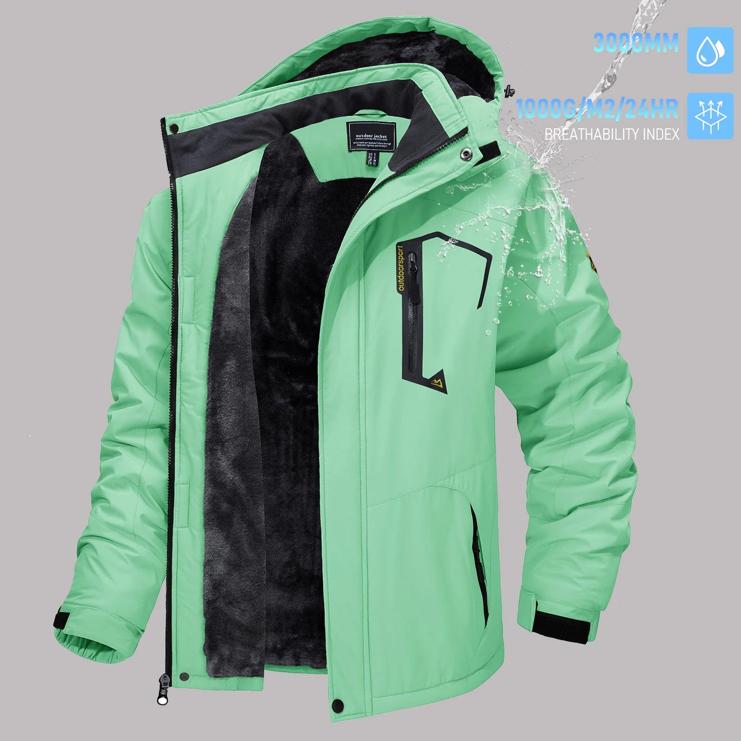 TACVASEN Men's Winter Ski Jackets Waterproof Fleece Coats Insulated Thermal Snowboard Jacket Parka Raincoat with Hood Man Parka