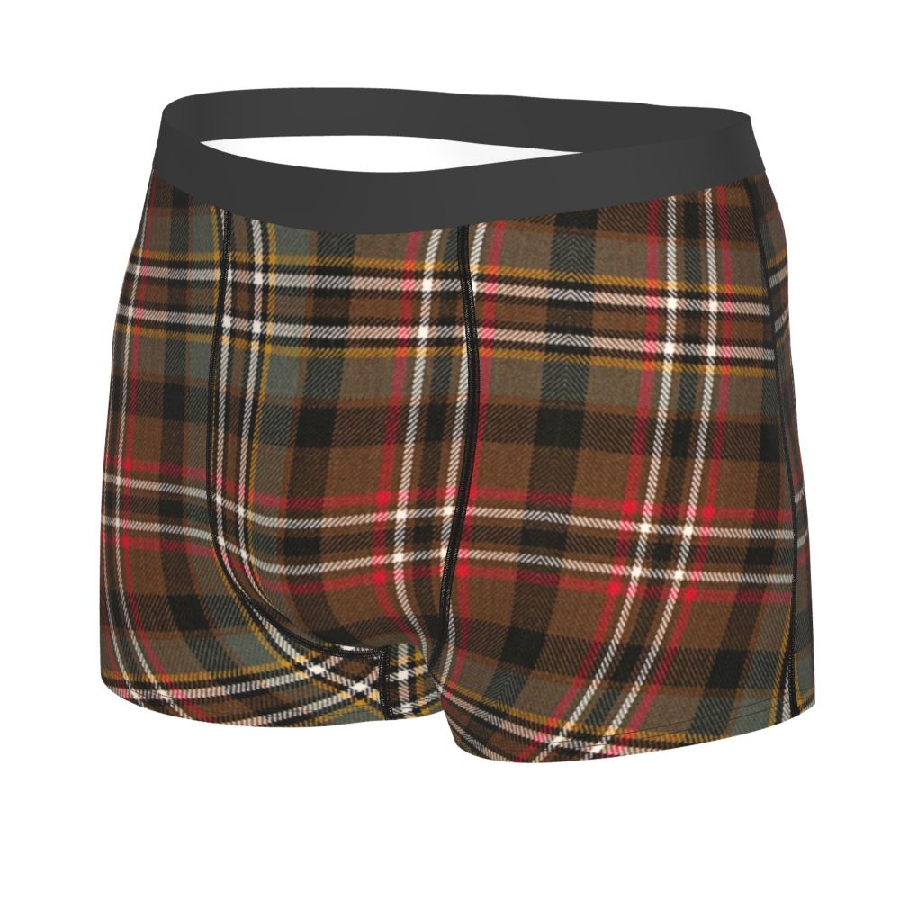 Black Watch Tartan Boxer Shorts for Men in Lycra and Polyester