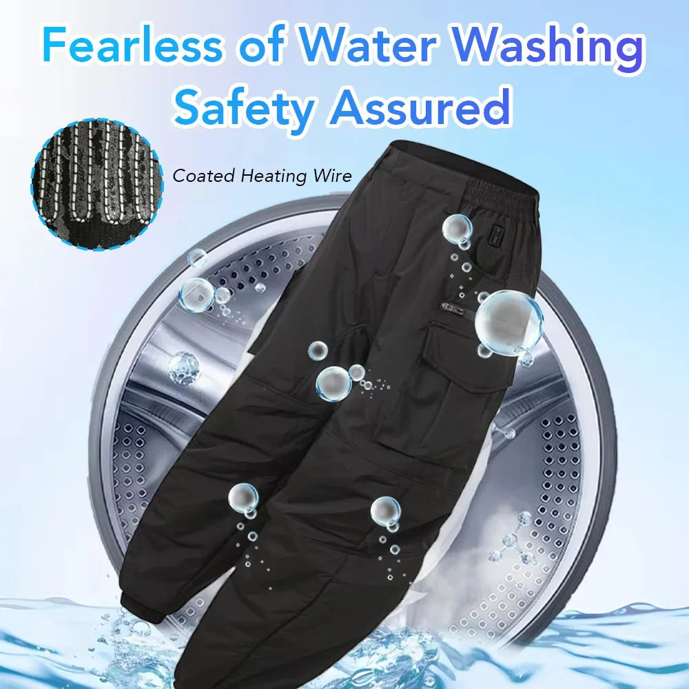 Smart Electric Heating Assault Pants 18 Zone Men's Winter Warm Thermal Thickened Pants Outdoor Hiking Motorcycle Windproof Pants