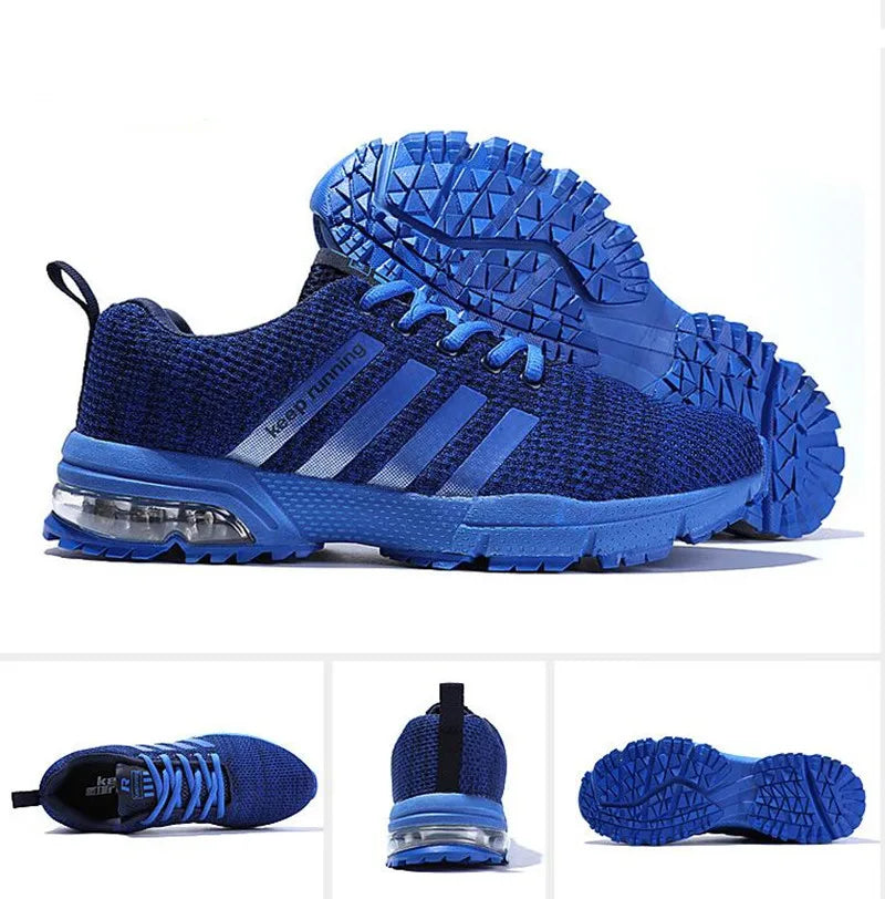 Men's Casual Lace-Up Sneakers in White and Blue