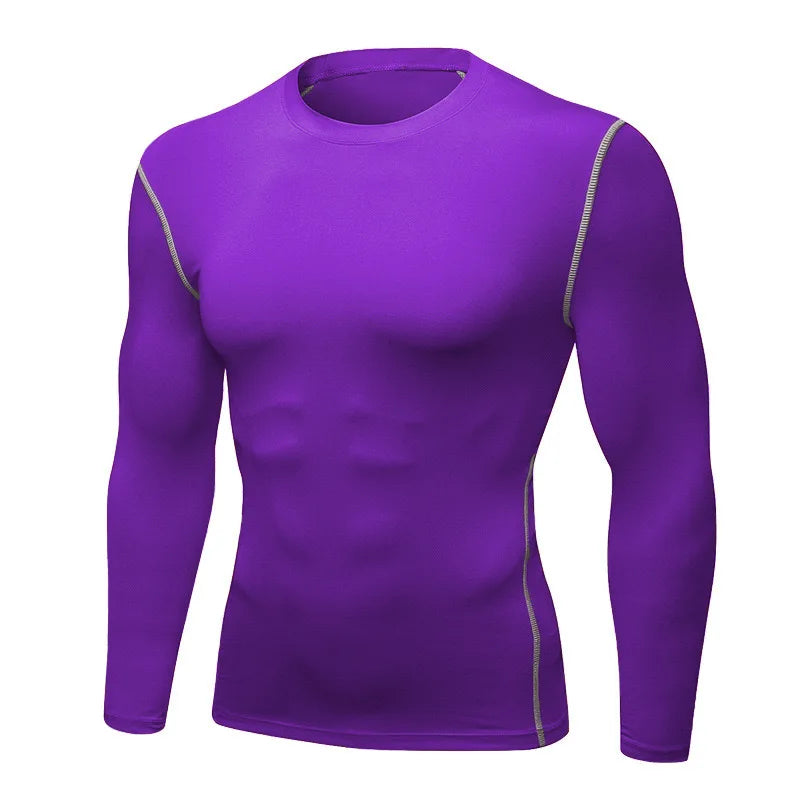 1pcs Men's Long-sleeved Thermal Male Thin Tight Fitting Elastic Fitness Tops