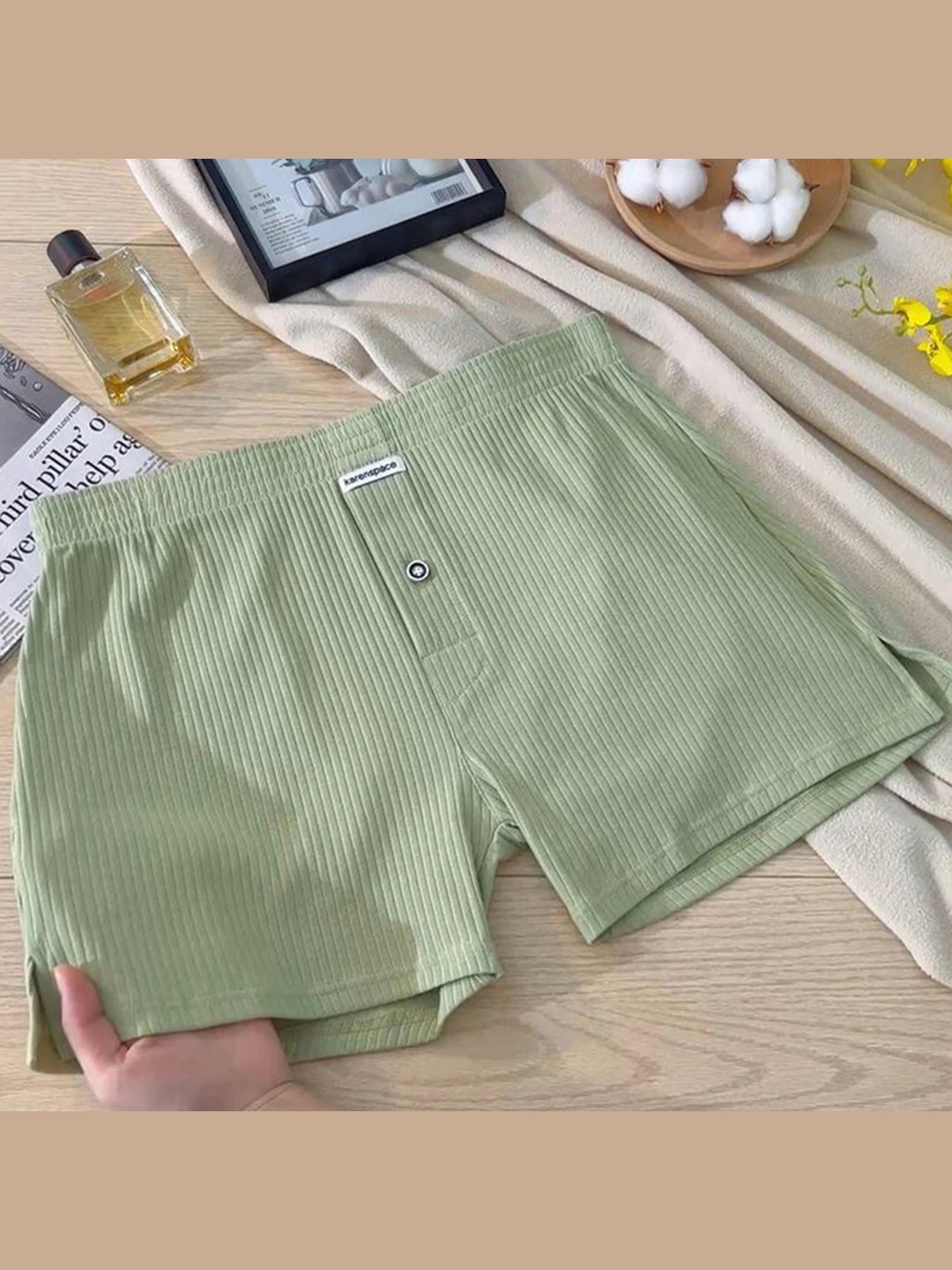 Mens Underwear Stretch Cotton Boxer Shorts Threaded Aro Pants Sleepwear Loungewear Shorts Boxers Male Underpants Panties 1PCS