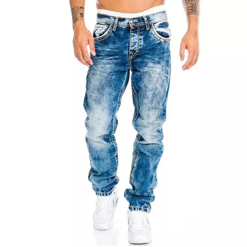 Men's Casual Denim Baggy Jeans in Black and Blue