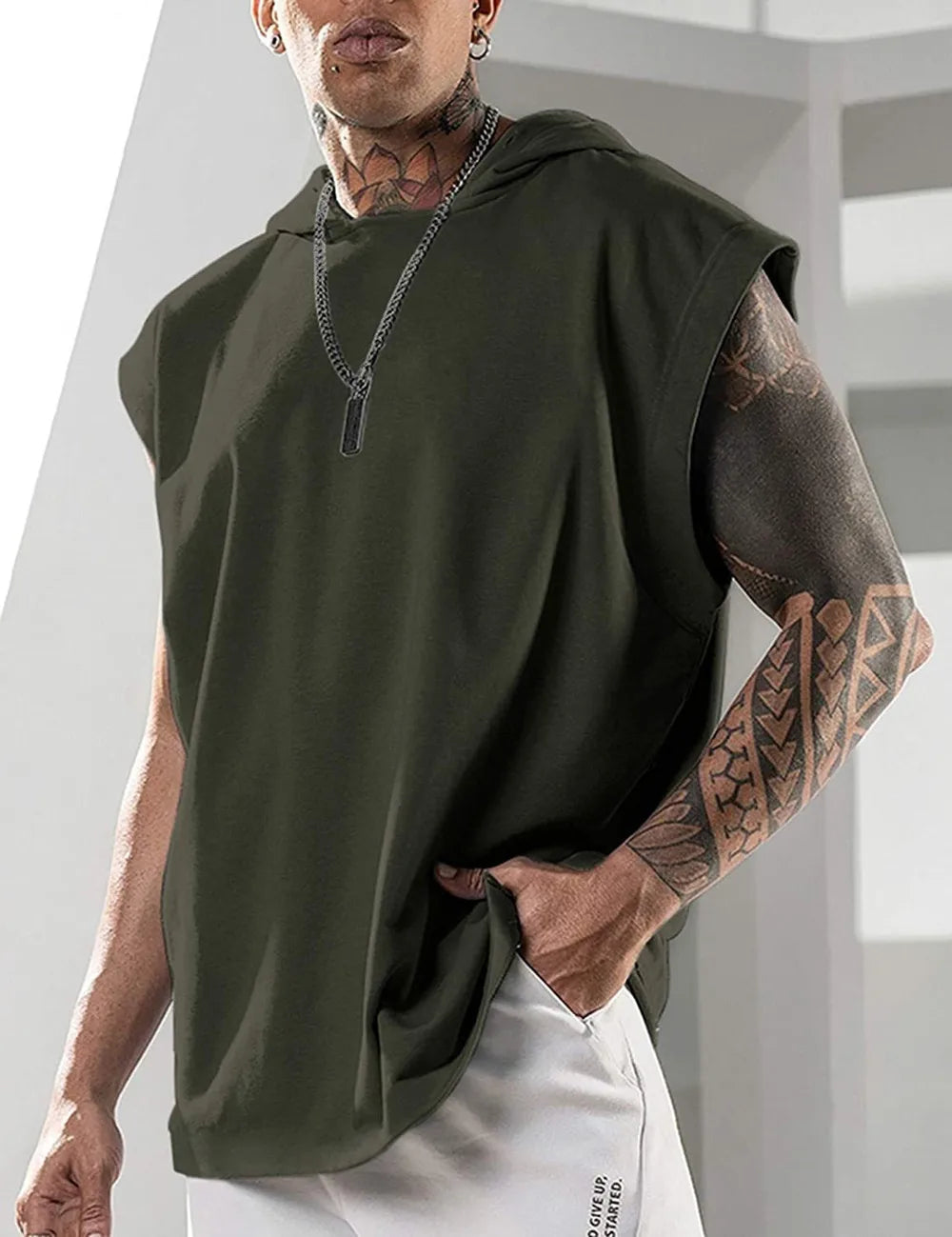 2025 Brand New Men's Tank Tops Vest Sleeveless Tees For Male Hooded Man Vests Tops Hip Hop Men Tank Top Hoody T shirt Male Mens