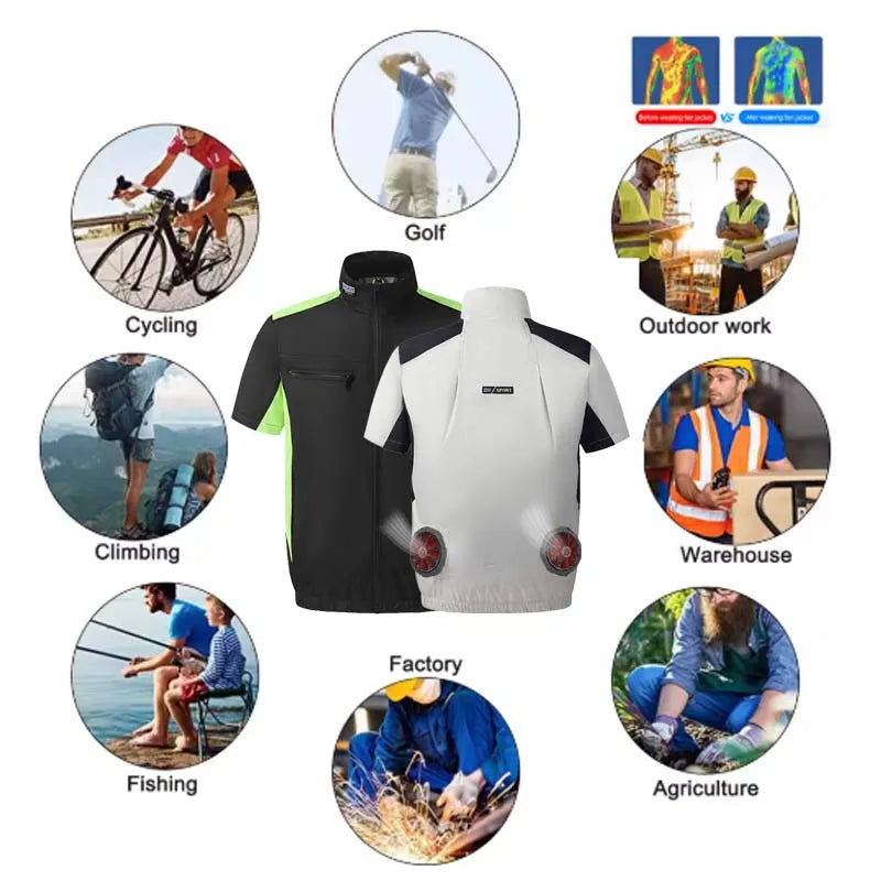 Cooling Vest with Built-in Fan for Outdoor Fishing