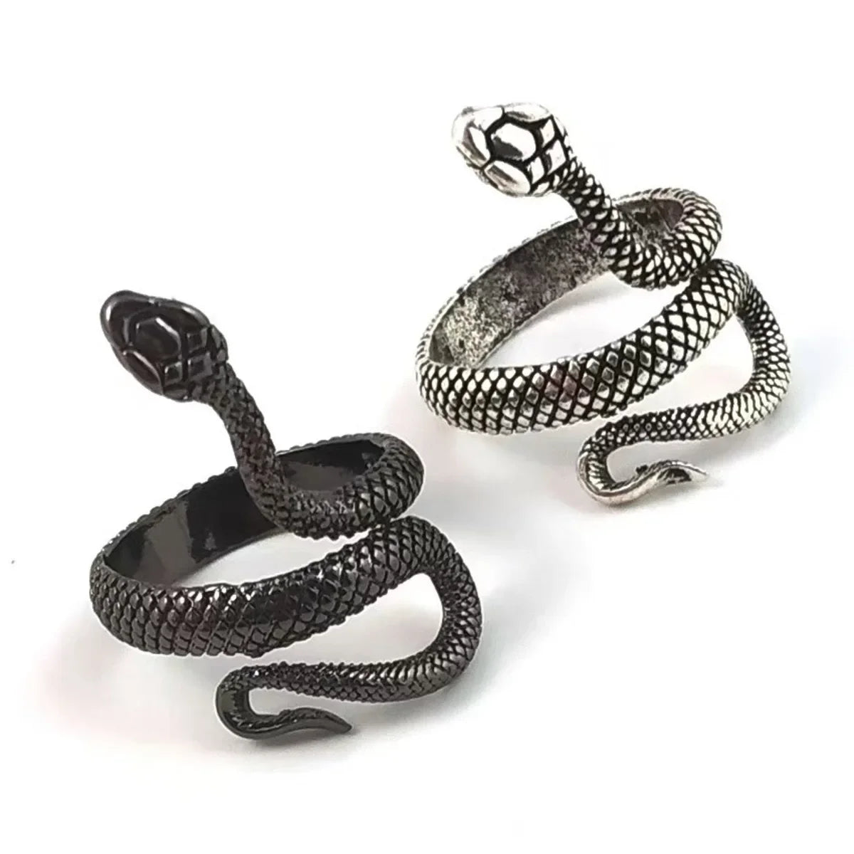 NONE Rings for Men Women Punk Goth Snake Ring Exaggerated Black Plated Gothic
