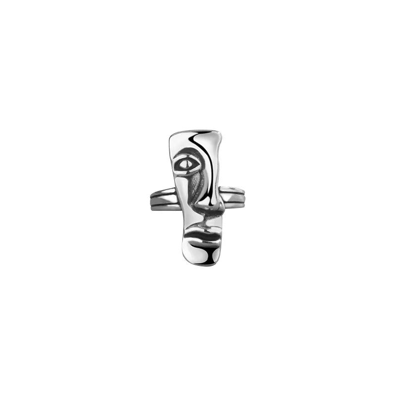 Abstract Face Finger Rings For Men Women Unisex Fashion