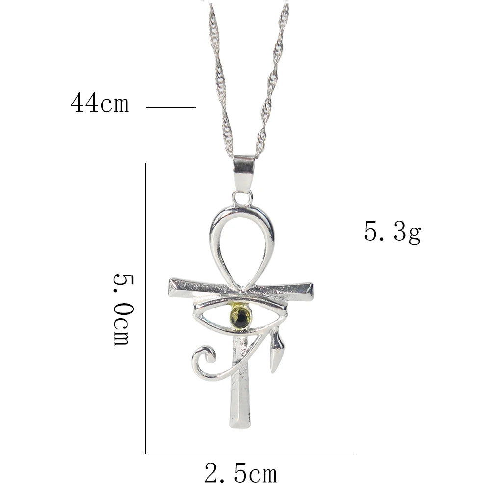 Egyptian Eye of Horus Ankh Cross Necklace Religious Amulet Life Symbol Protection Punk Charm Pendant Choker Jewelry for Women